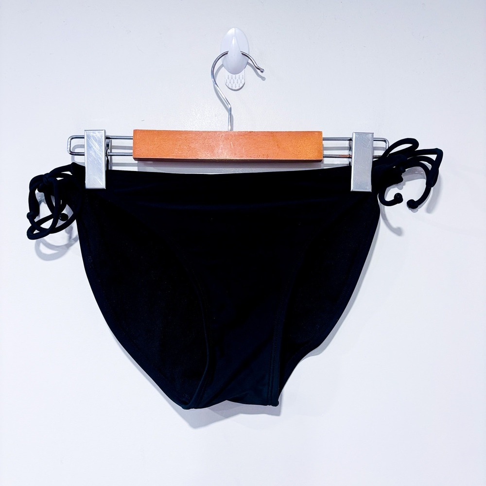 XHILARATION Black tie side bikini bottom | Minimalist beach | Large